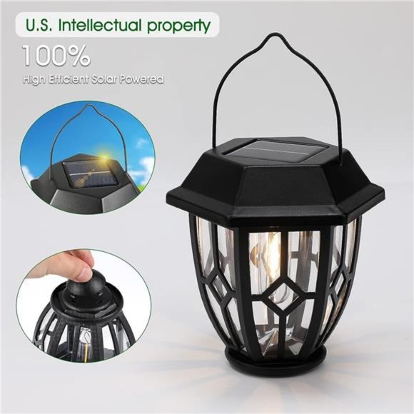 Solar Lanterns Outdoor Waterproof,Solar Wall Lights Outdoor, Hanging Solar Light - Picture 6 of 7